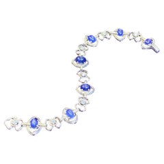 Art Deco Cabochon Sapphire & Diamond Bracelet 