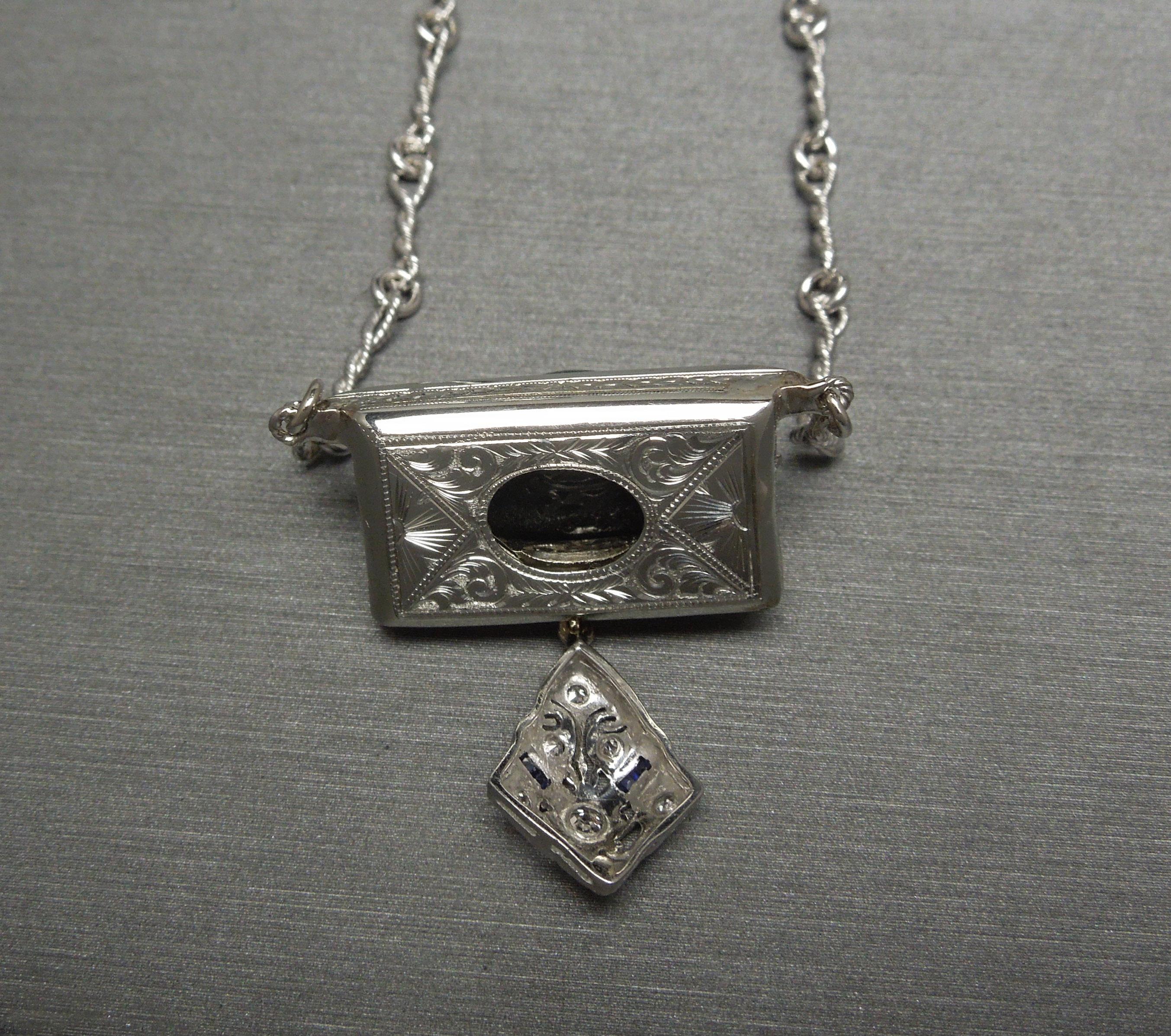Art Deco Cabochon Sapphire Necklace For Sale 1