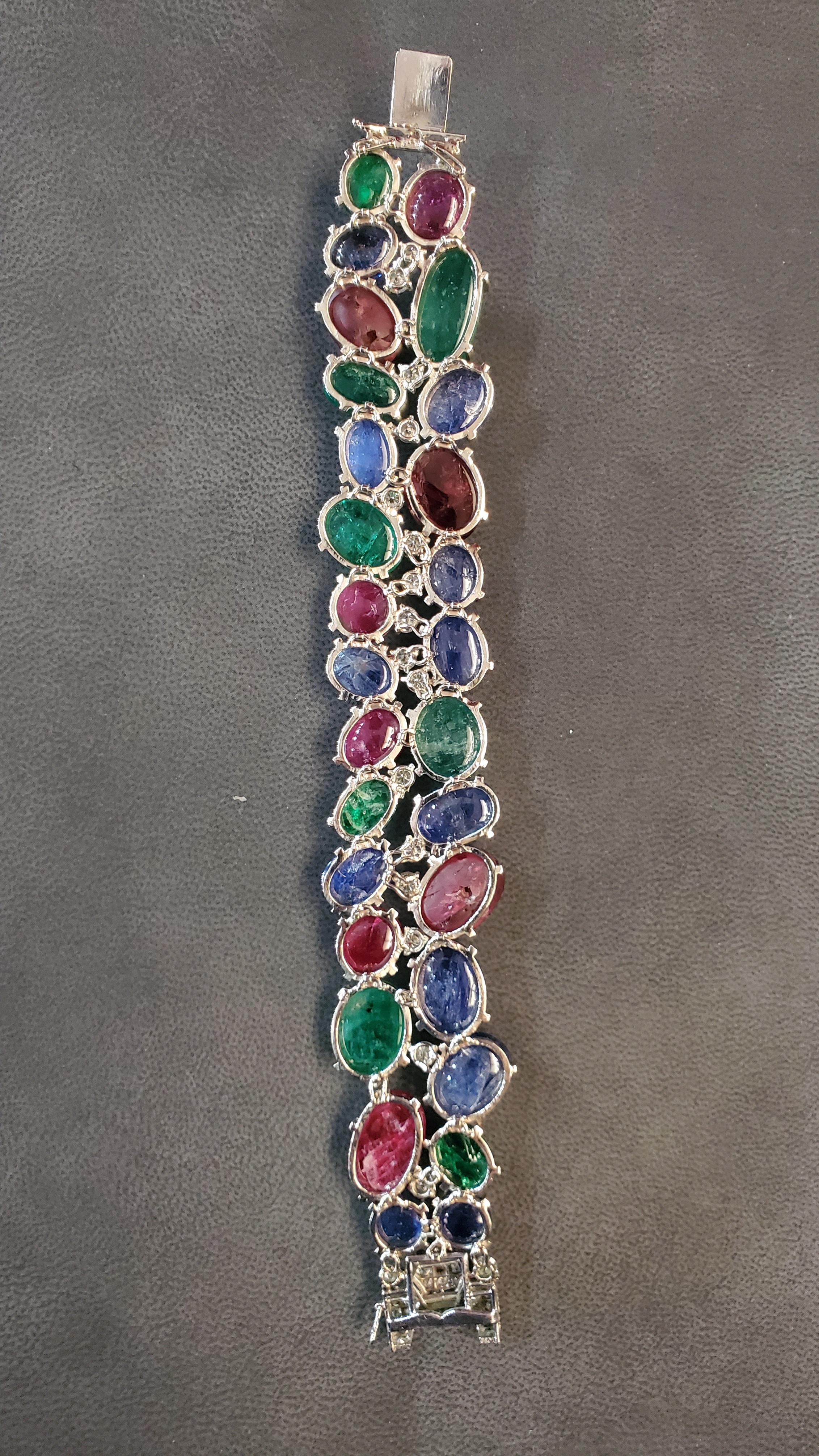 Pulsera Art Decó Cabochon Tutti Frutti en venta 4