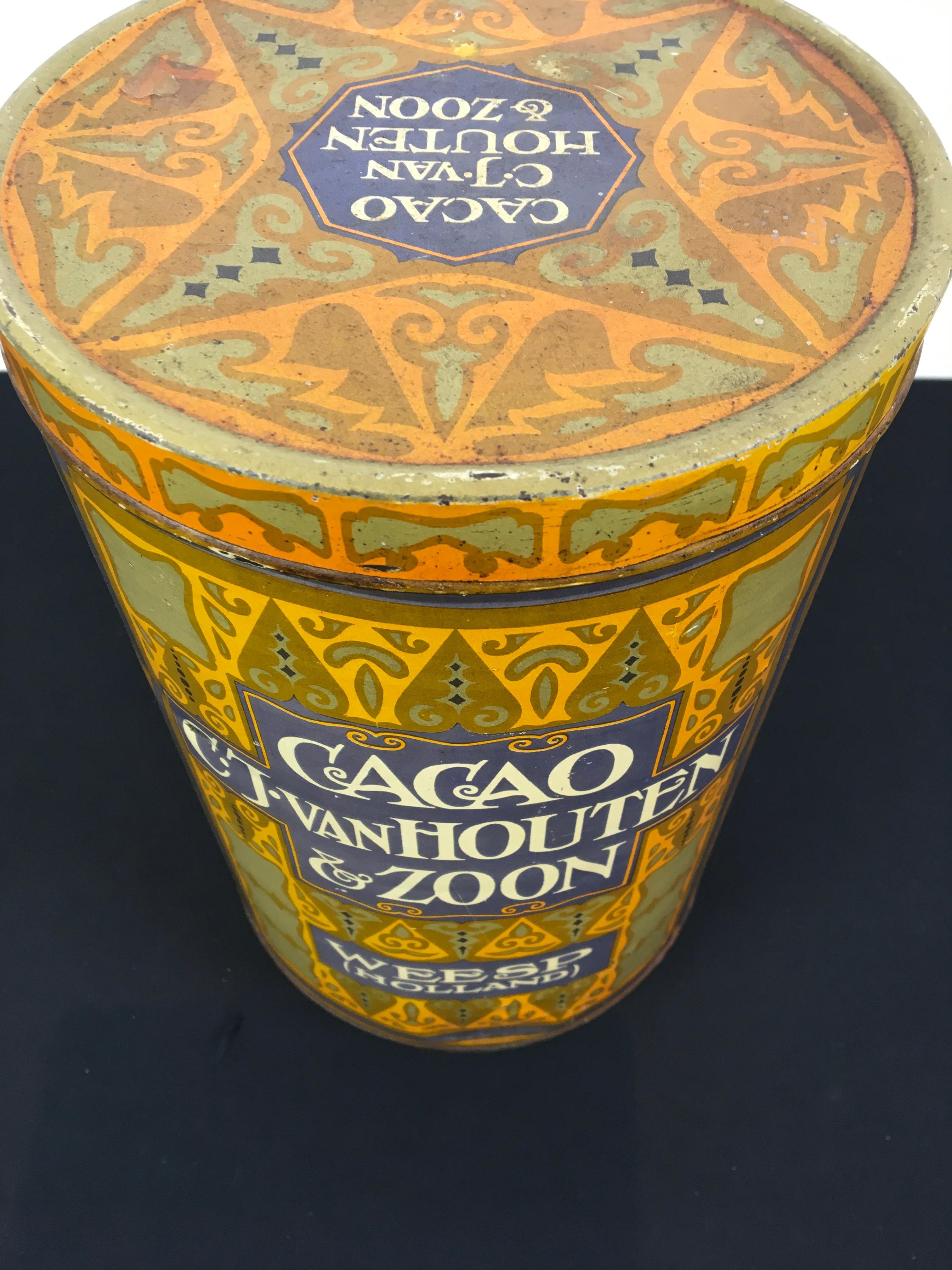 Art Deco Cacao-Tin aus Zinn im Angebot 3