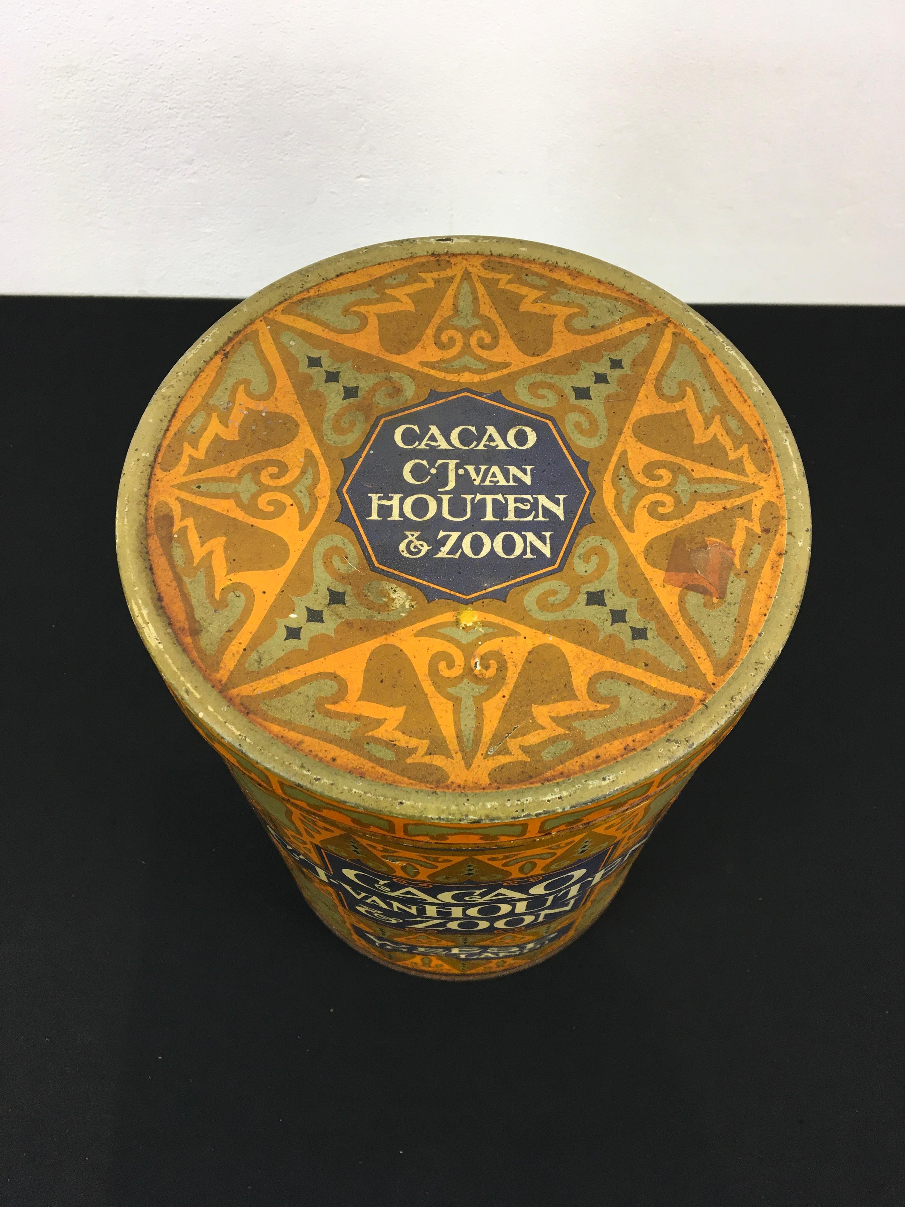 20th Century Art Deco Cacao Tin For Sale