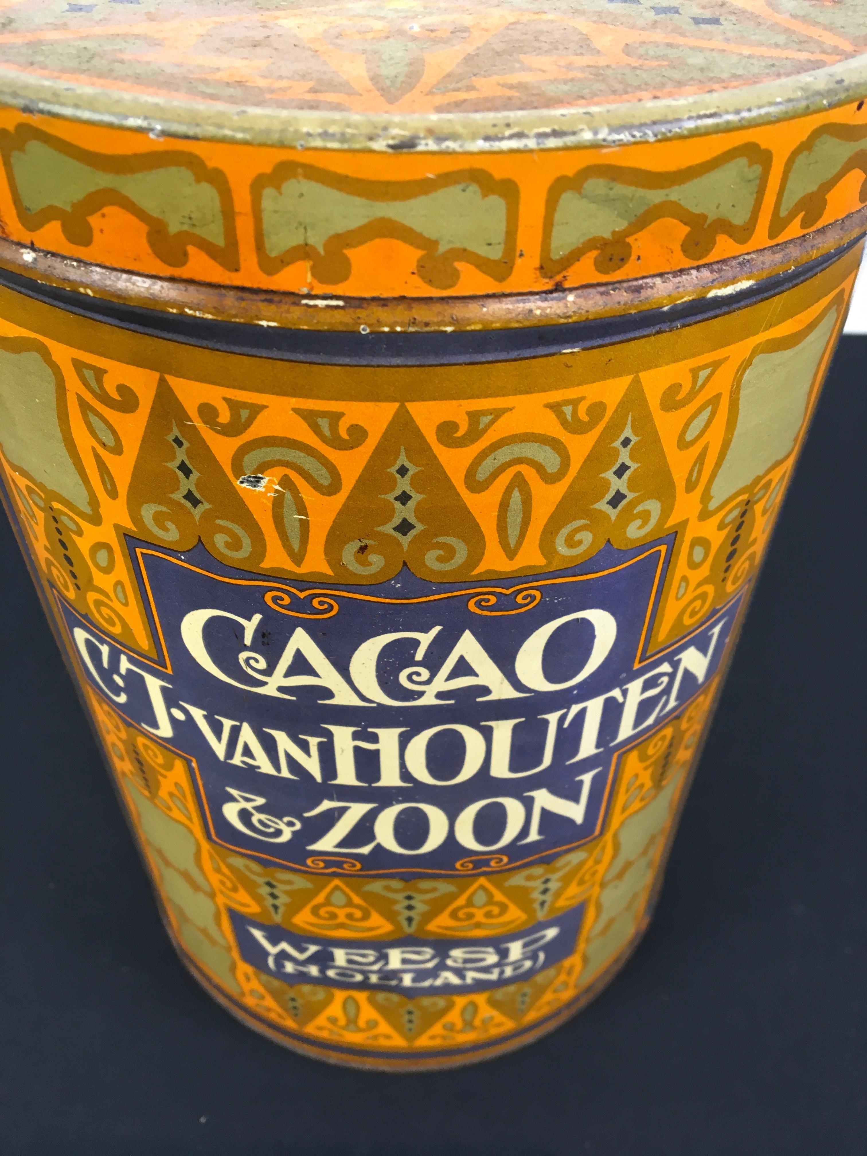 Art Deco Cacao-Tin aus Zinn (Metall) im Angebot