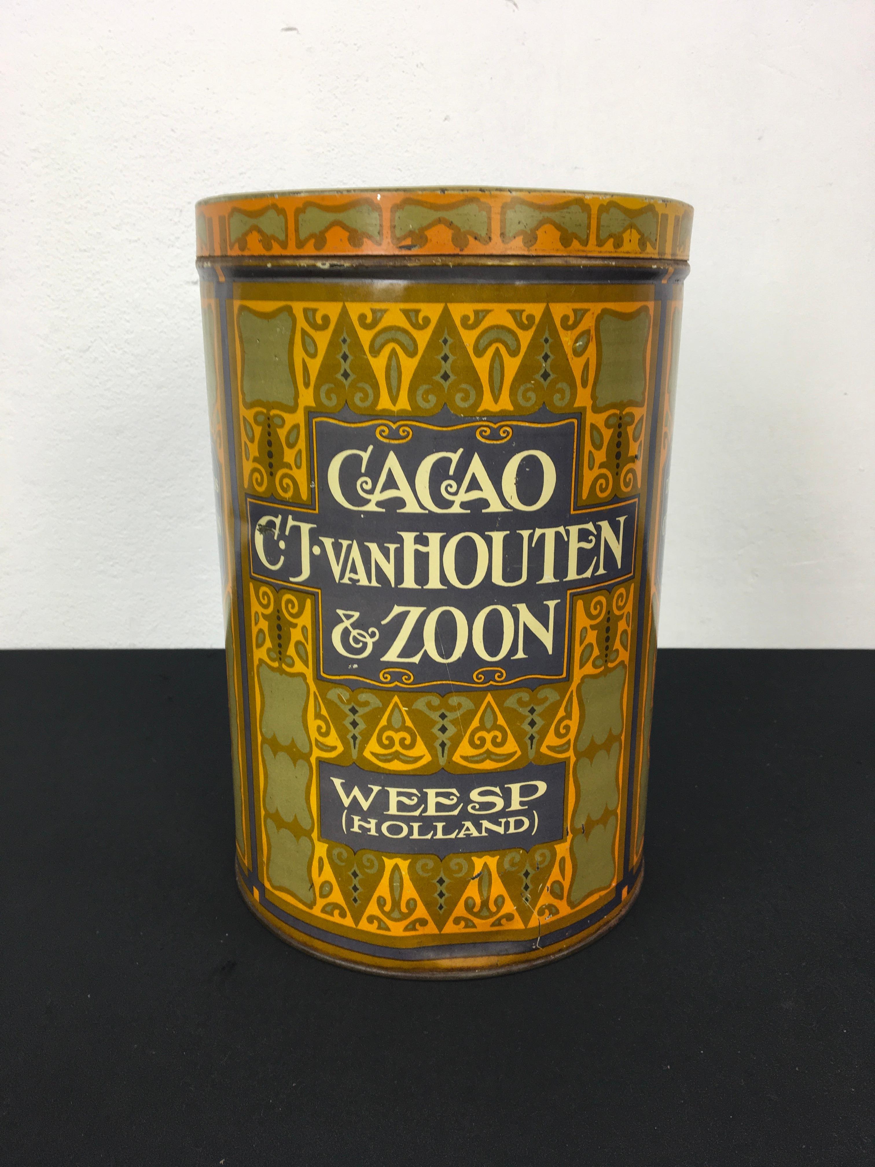 Art Deco Cacao-Tin aus Zinn im Angebot 2