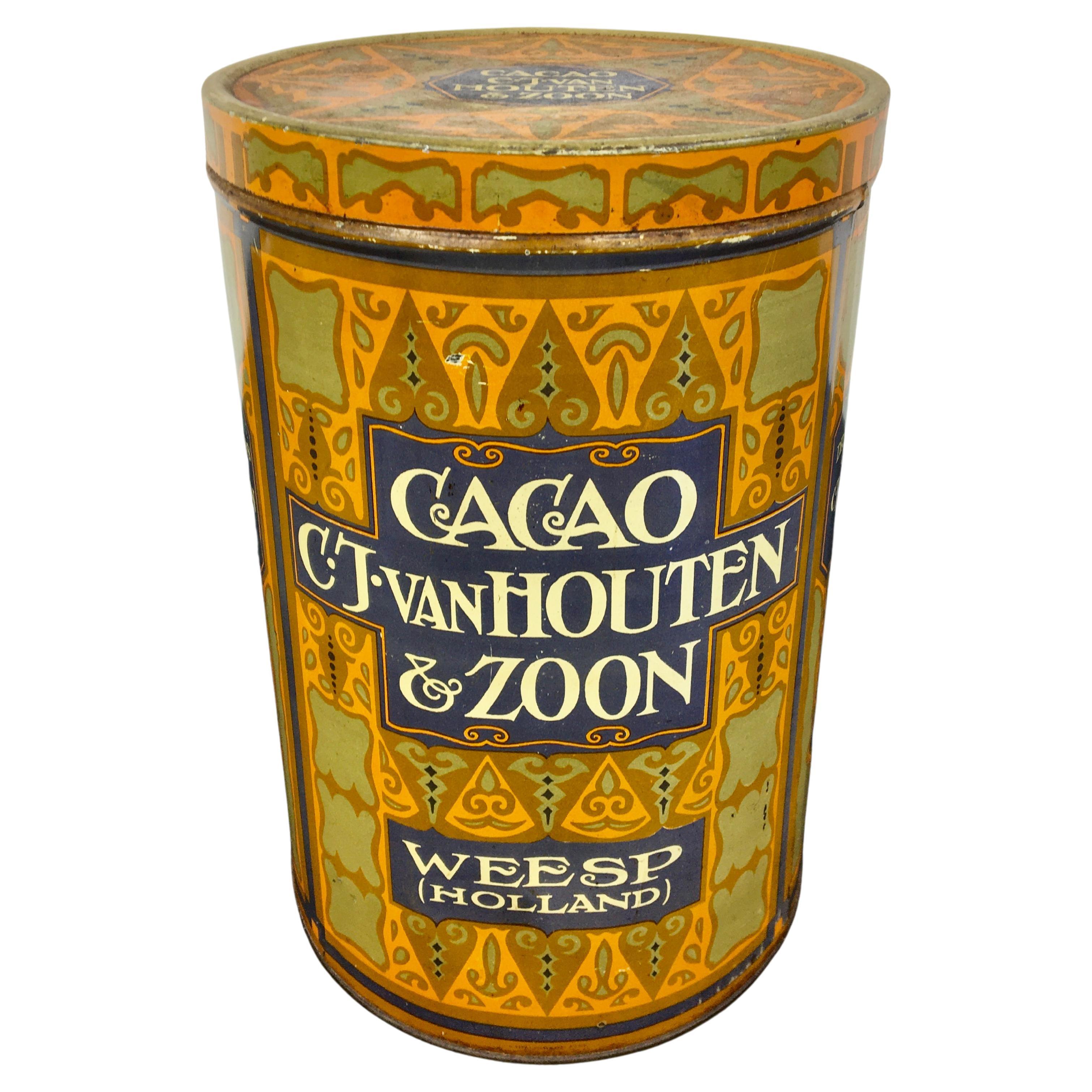 Art Deco Cacao-Tin aus Zinn im Angebot