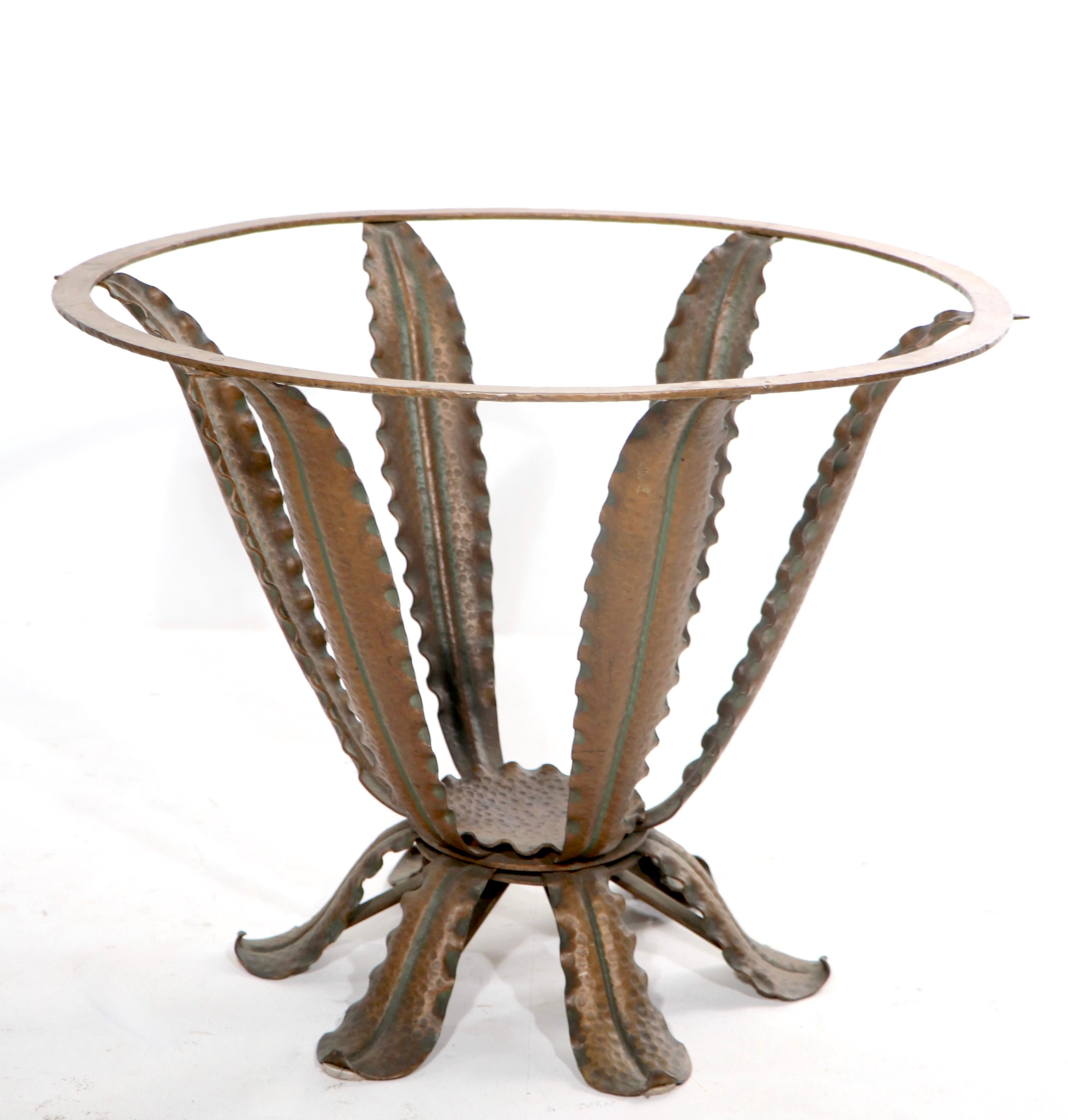Rare Cactus table ( base ) by Pierluigi Colli, made in Torino, Italy circa 1930's. The base is in excellent original condition, originally sold with round glass top, no longer present. The base is on hammered wrought iron in the form of a cactus