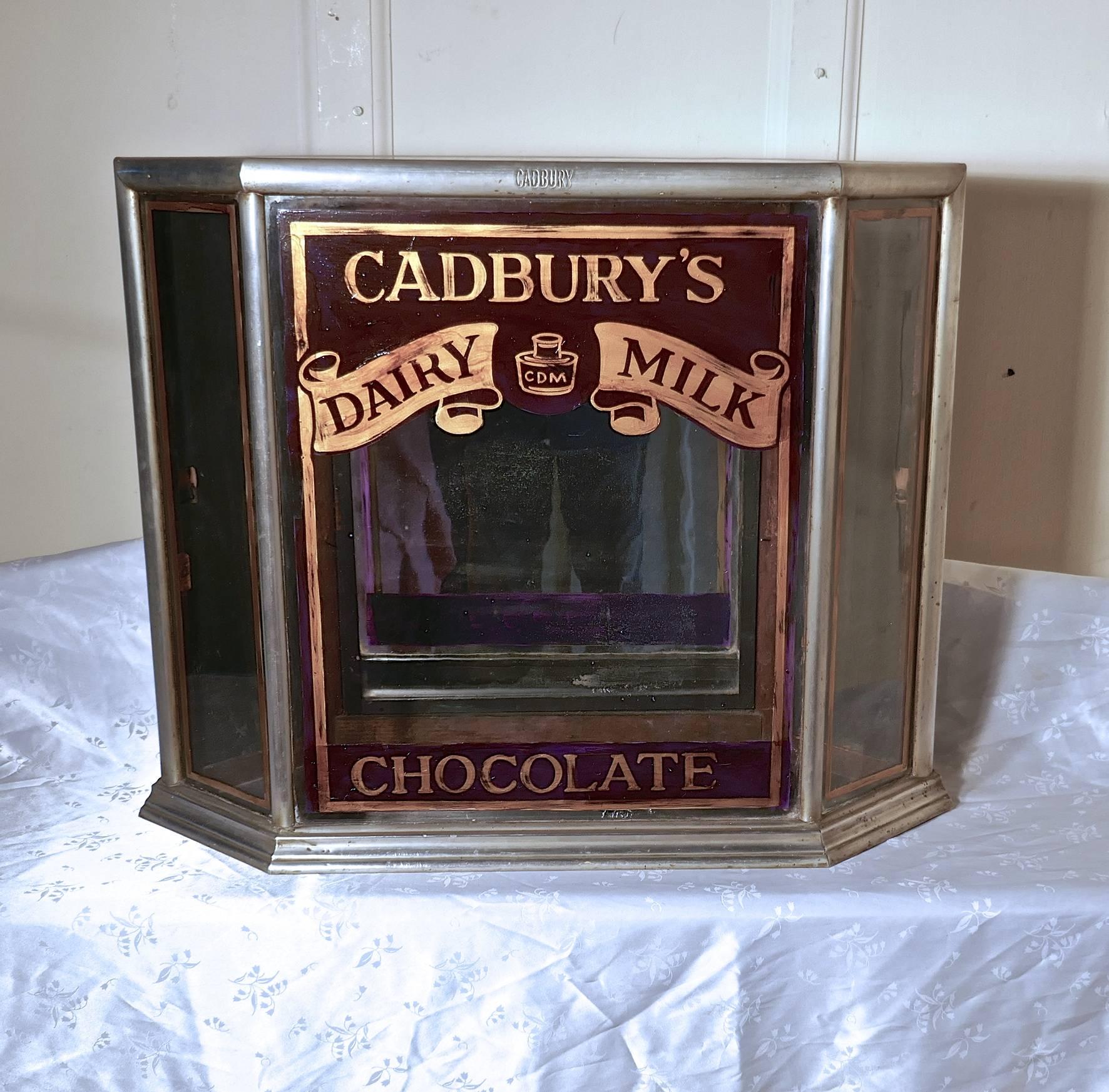 Glass Art Deco Cadbury’s Sweet Shop Display Cabinet For Sale