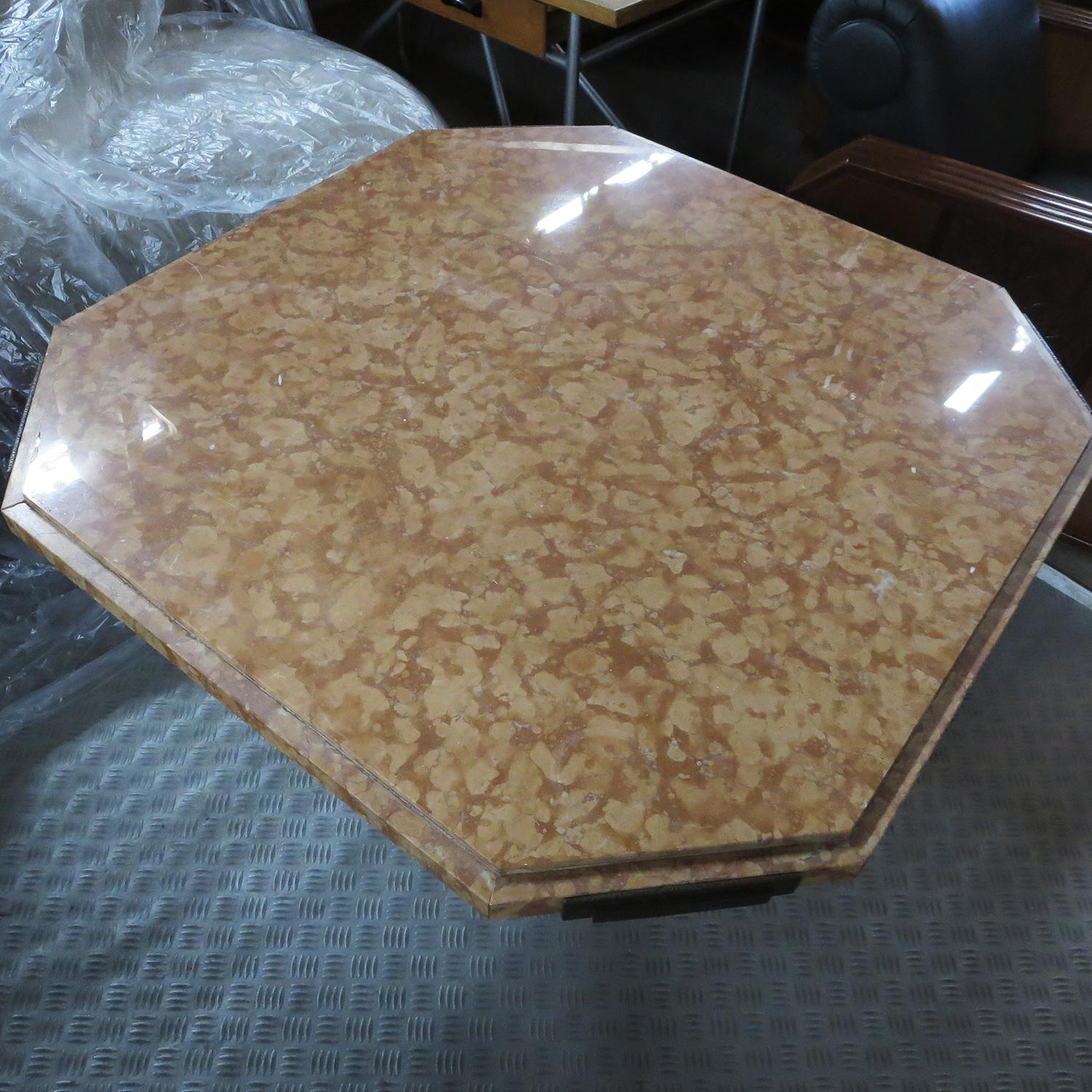 Mid-20th Century Art Deco Cafe or Game Table in Marble and Iron For Sale