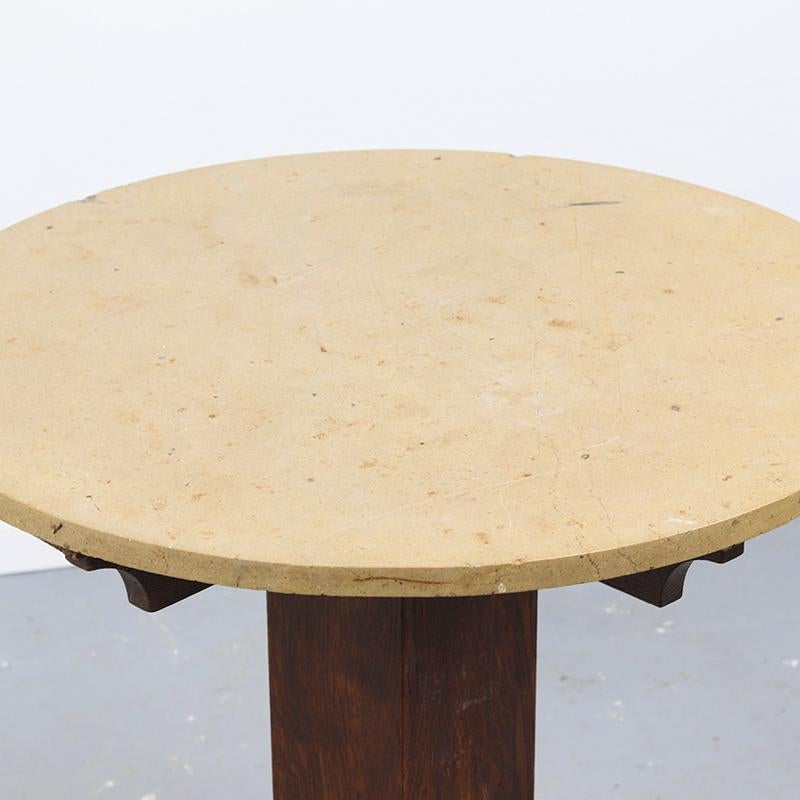 Mesa de Café Art Decó con Latón y Mármol Belga en venta