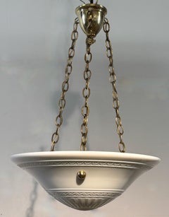 Art Deco Calcite Glass Pendent Light Fixture, 1920's - 1930's