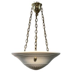 Art Deco Calcite Glass Pendent Light Fixture, 1920's - 1930's