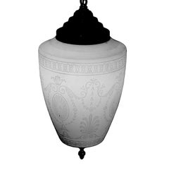 Art Deco Calcite Hanging Pendant Globe att. to Frederick Carder for Steuben