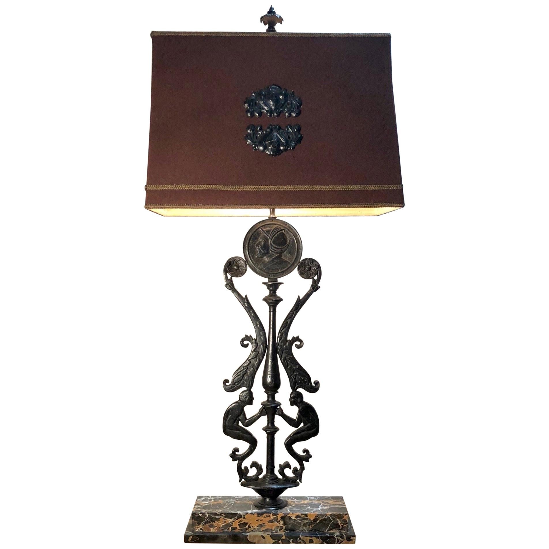 Unusual Art Deco Bronze Lamp For Sale at 1stDibs