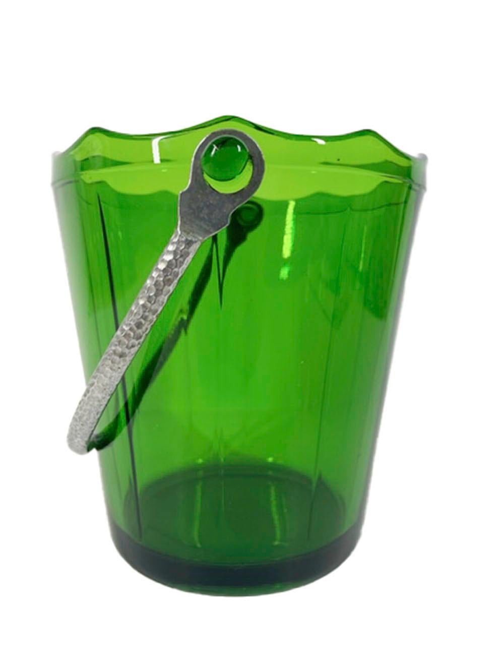 green depression glass ice bucket