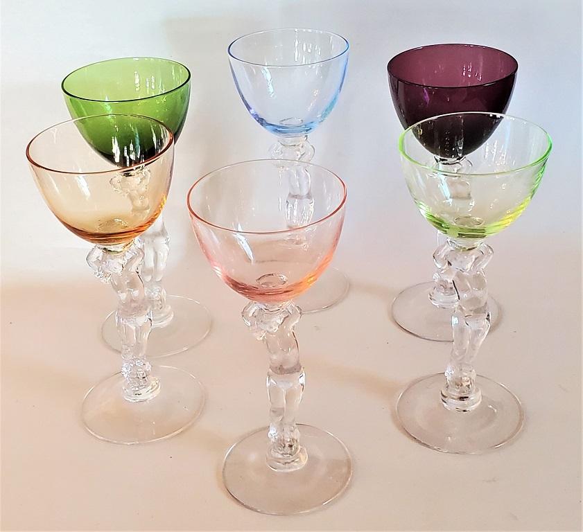 Hand-Crafted Art Deco Cambridge Set of 6 Brandy Goblets