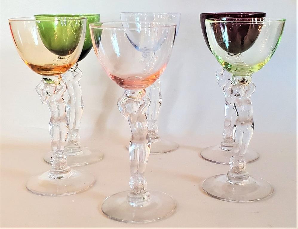 Art Deco Cambridge Set of 6 Brandy Goblets In Good Condition In Dallas, TX