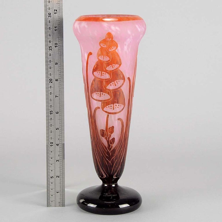 Art Deco Cameo Cased and Cut Glass Vase 