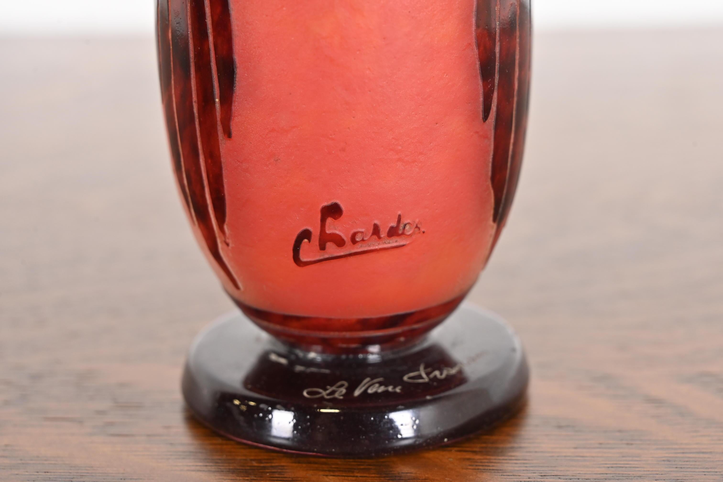 Vase en verre camée Art Déco par Charles Schneider pour Le Verre Français, années 1920 en vente 3
