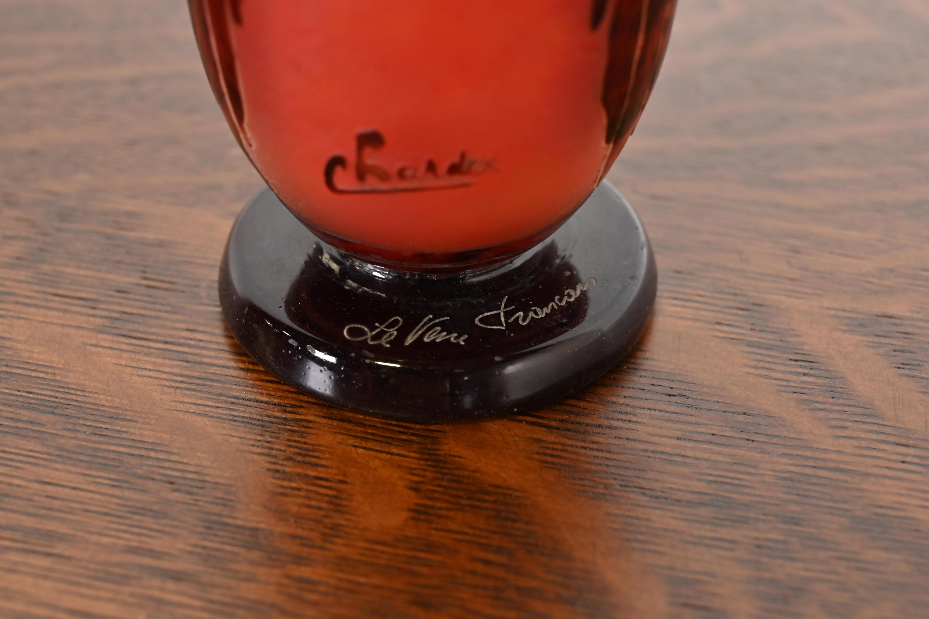 Vase en verre camée Art Déco par Charles Schneider pour Le Verre Français, années 1920 en vente 4
