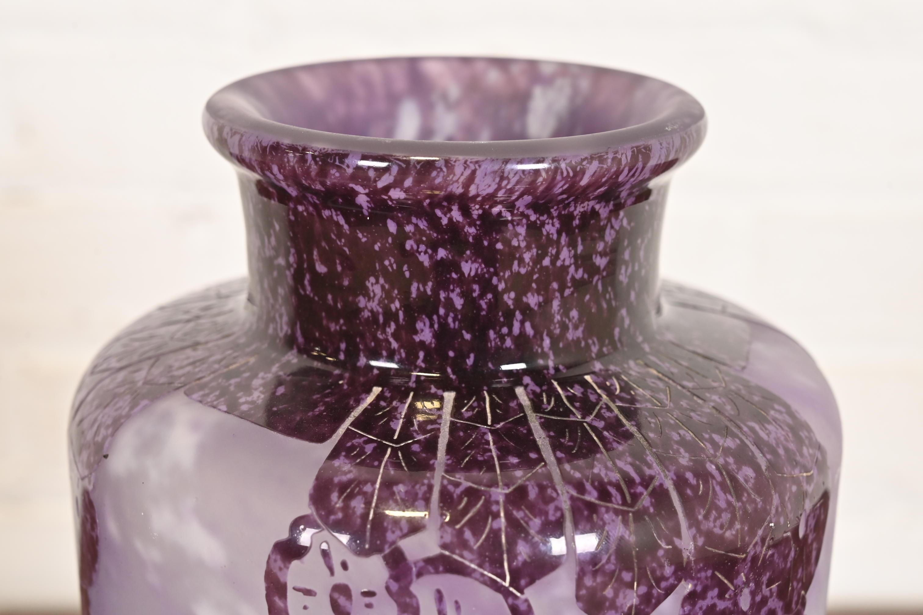 Art Deco Cameo Glass Vase by Charles Schneider for Le Verre Français, 1920s For Sale 1