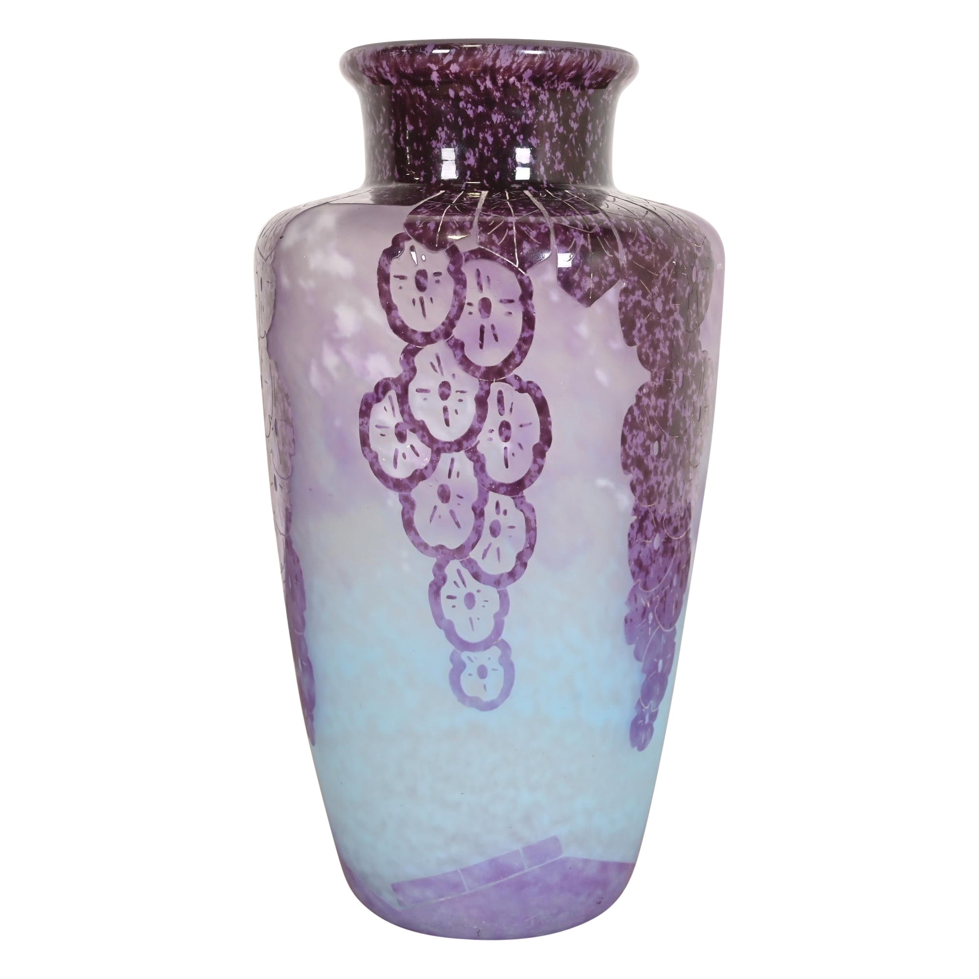 Vase en verre camée Art Déco par Charles Schneider pour Le Verre Français, années 1920