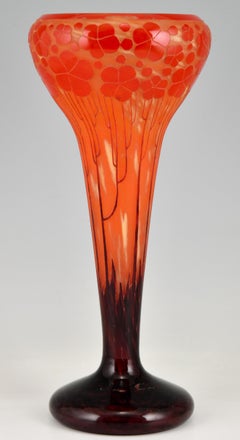 Art Deco Cameo Glass Vase Cardamines Charles Schneider & Le Verre Français