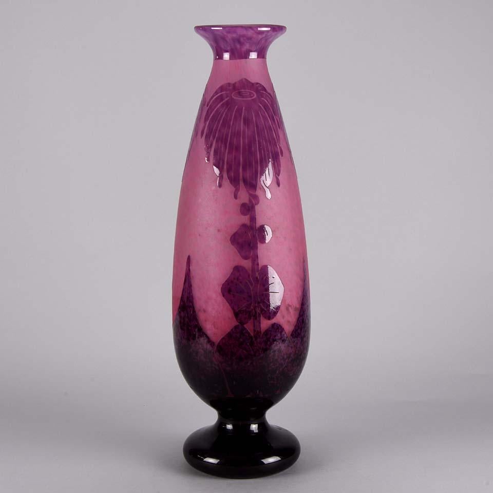 Engraved Art Deco Cameo Glass Vase 