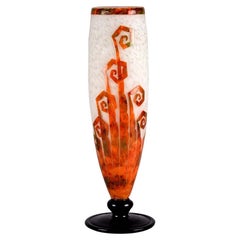 Art Deco Cameo Glass Vase "Décor Fougère" by Le Verre Francais