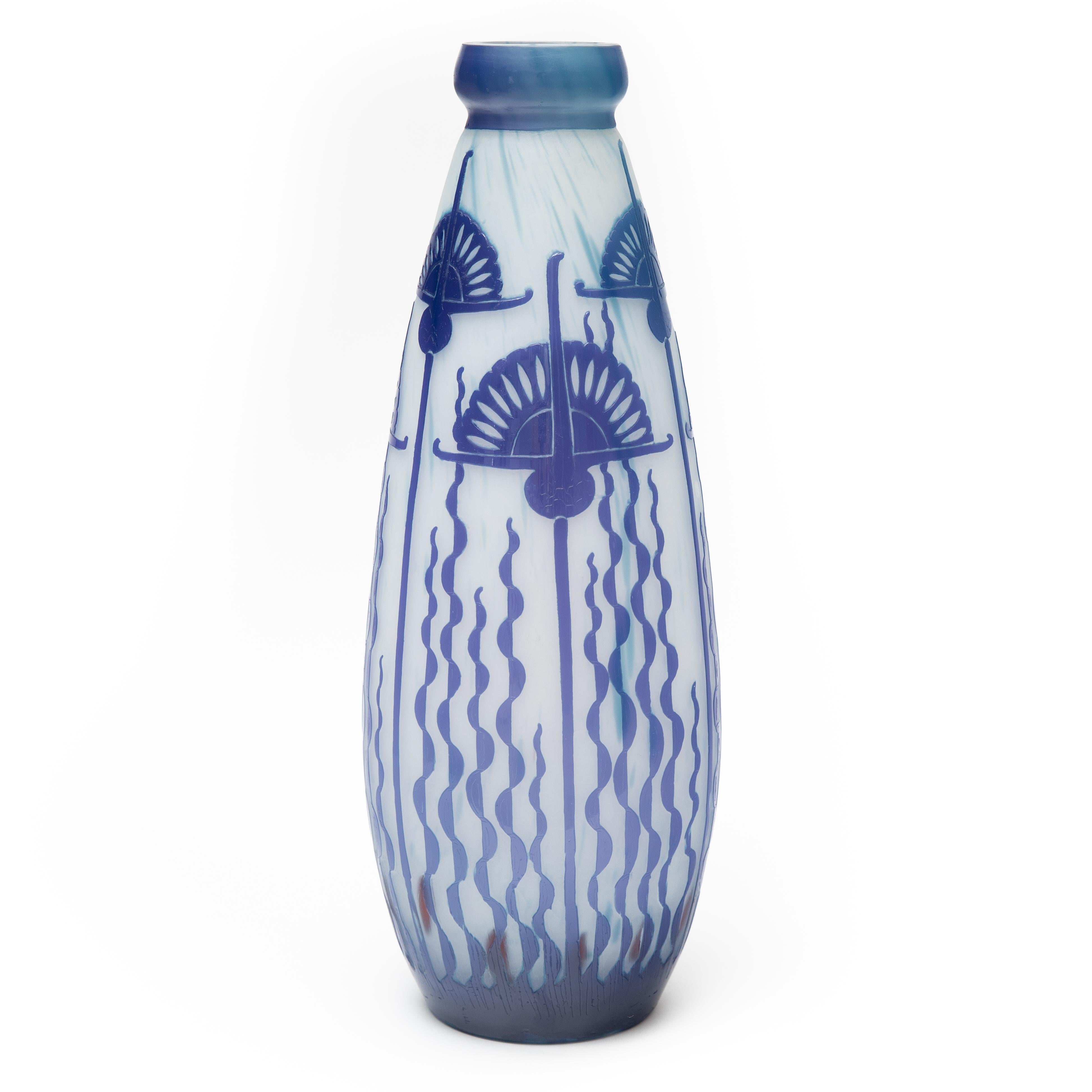 20th Century Art Deco Cameo Glass Vase, Signed Daum Nancy