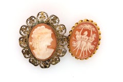 Art Deco Cameo Pendant Pin Brooch Lot Antique Vintage Flowers Filigree