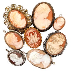 Art Deco Cameo Pendant Pin Brooch Lot Antique Vintage Flowers Filigree