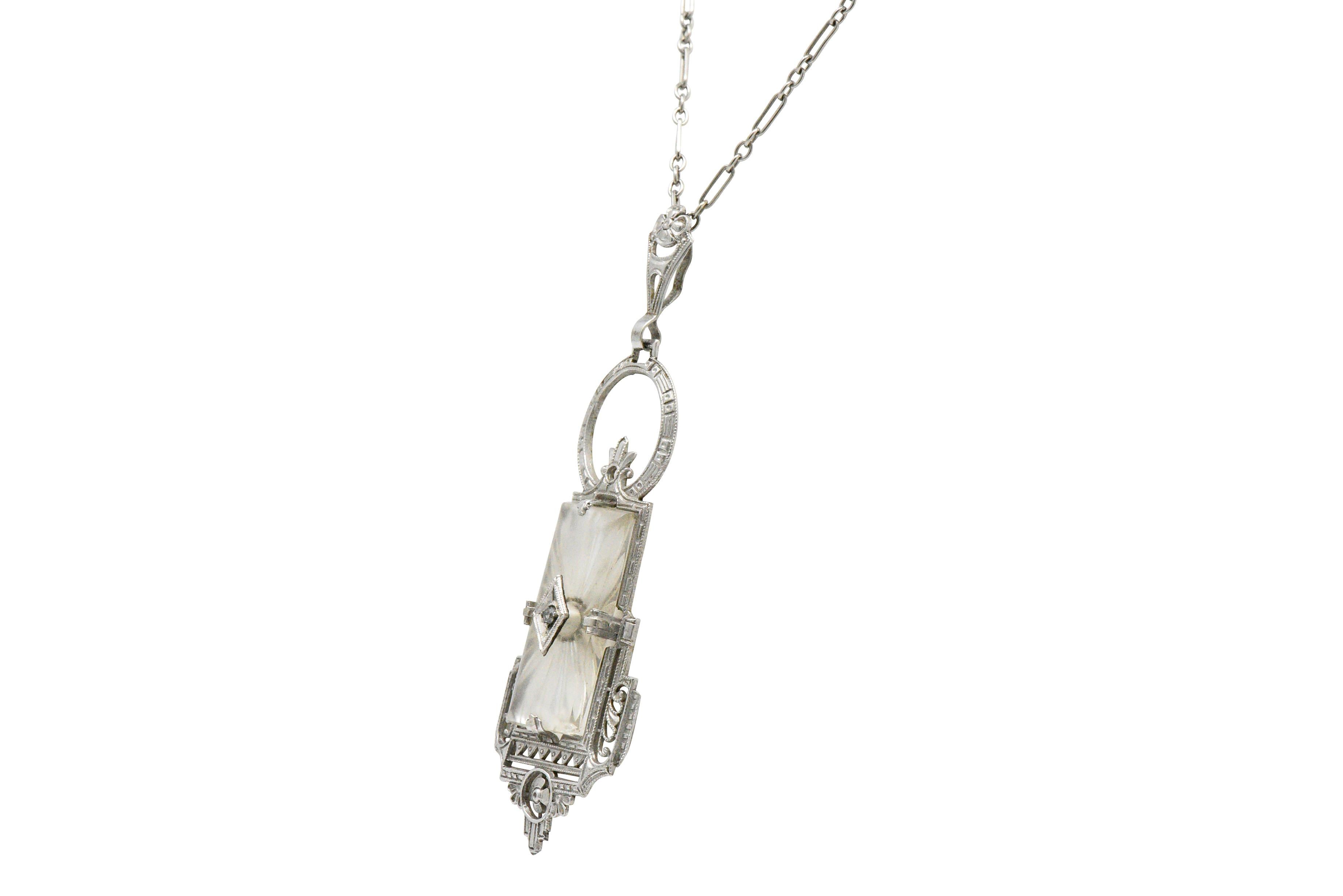 art deco camphor glass necklace