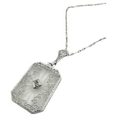 Art Deco Camphor Glass Diamond Necklace