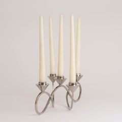 Art Deco Candelabra, Five Sconces on a Continuous Flowing Ribbon Effect Base