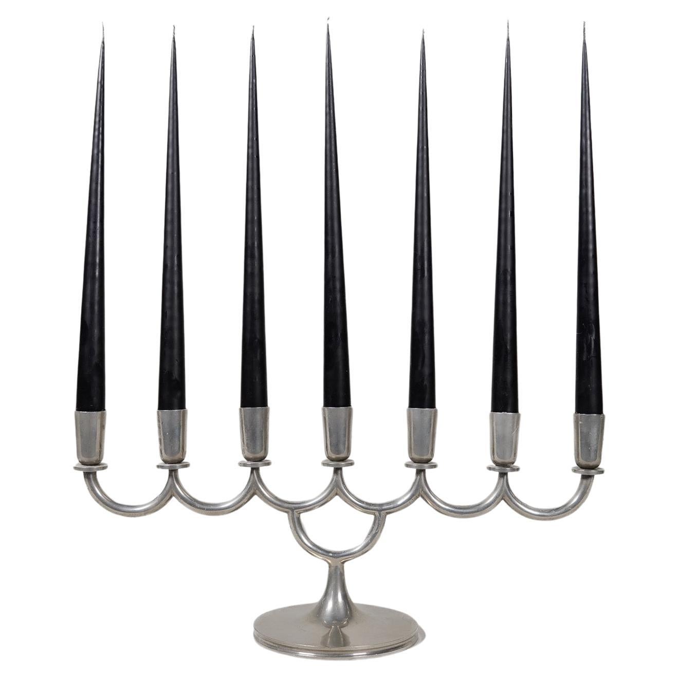 Candelabro Art Deco in peltro di Lars Holmström ad Arvika, Svezia, 1931