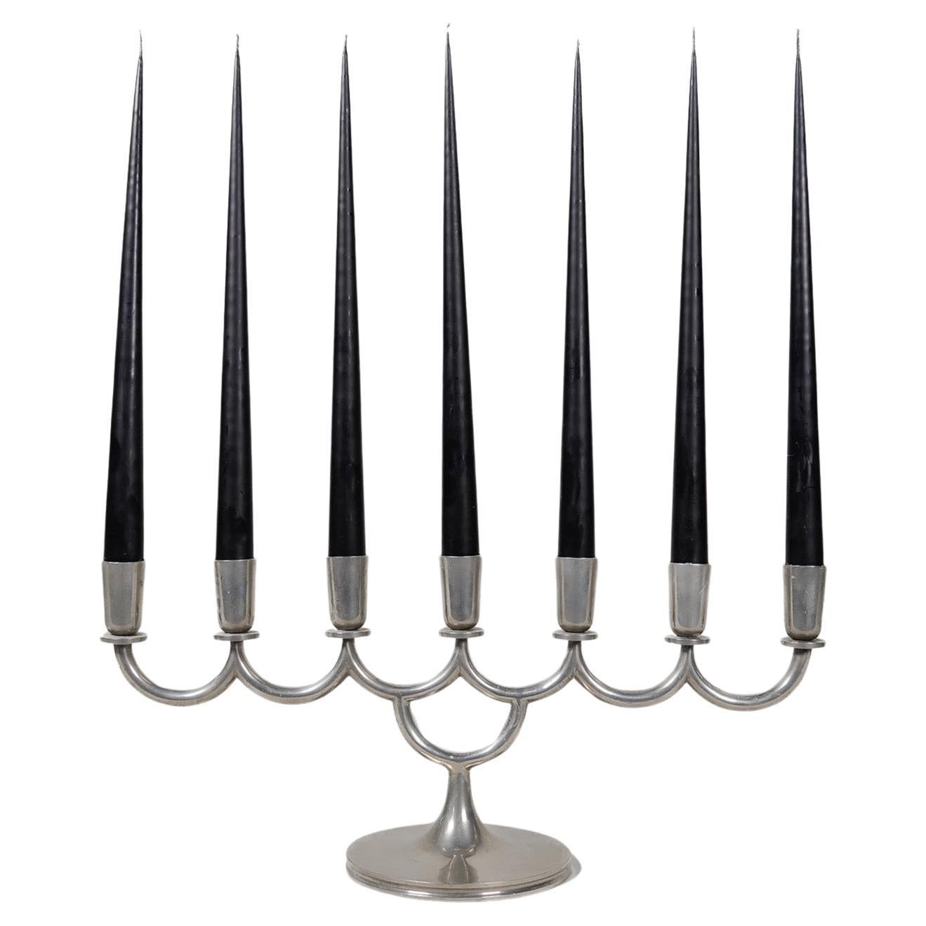 Art Deco Candelabra in Pewter by Lars Holmström in Arvika, Sweden, 1931