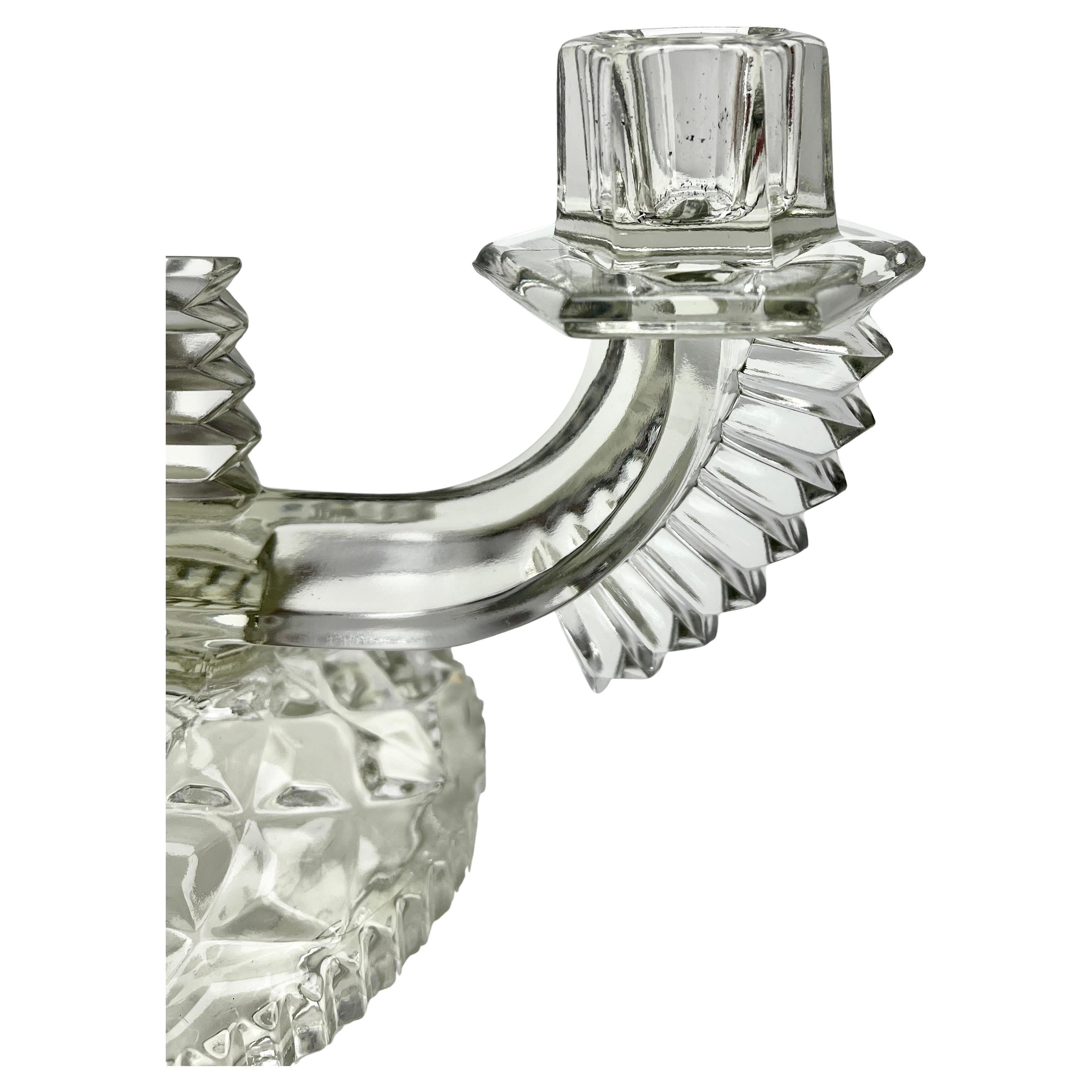 Art Glass Art Deco Candelsticks by Feigl & Morawetz, 1930s Set of 2 For Sale
