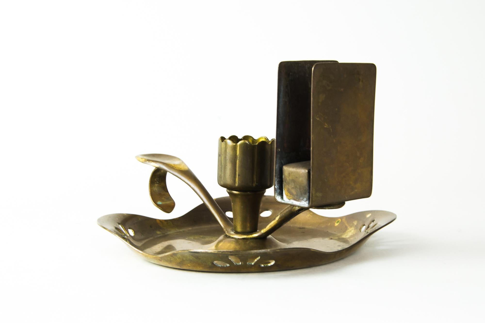 Austrian Art Deco Candleholder with Matchbox Holder for Wine Cellars, Vienna, circa 1920s For Sale