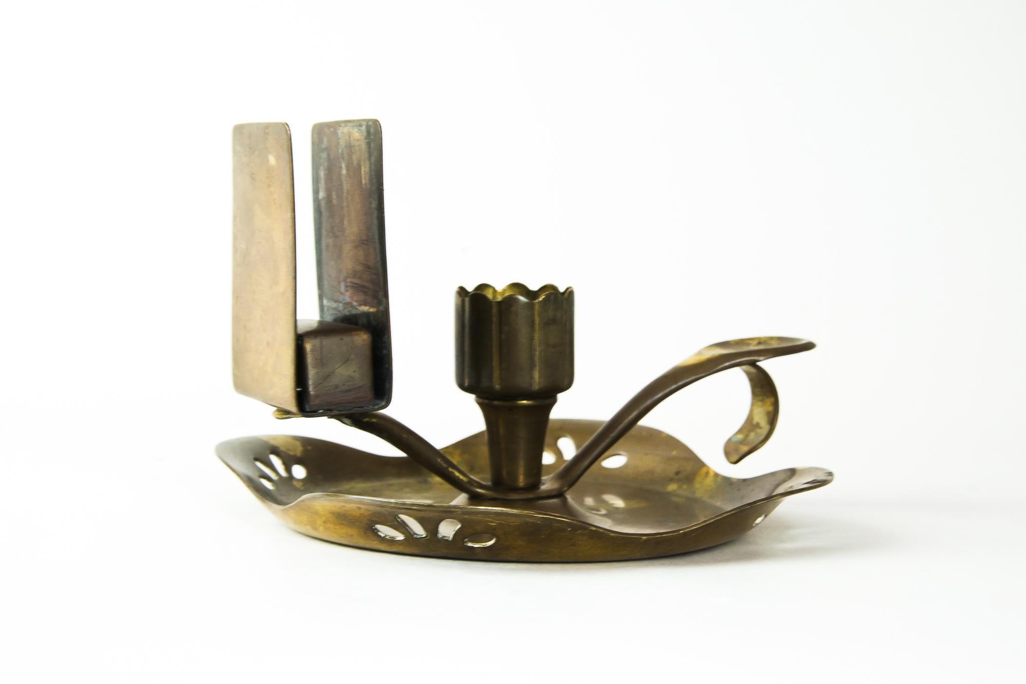 Early 20th Century Art Deco Candleholder with Matchbox Holder for Wine Cellars, Vienna, circa 1920s For Sale