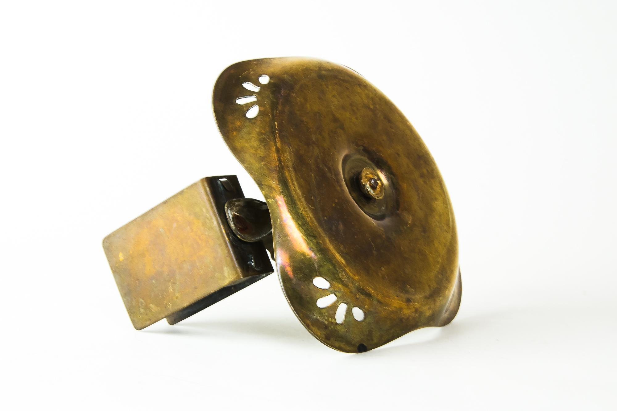 Brass Art Deco Candleholder with Matchbox Holder for Wine Cellars, Vienna, circa 1920s For Sale