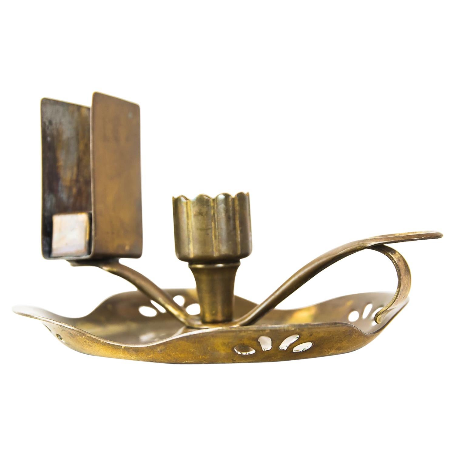 Art Deco Candleholder with Matchbox Holder for Wine Cellars, Vienna, circa 1920s For Sale