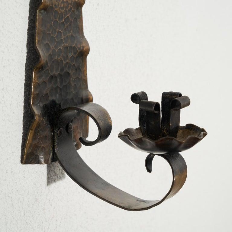Rame Candelabro Art Déco in rame martellato a mano, anni '20 in vendita
