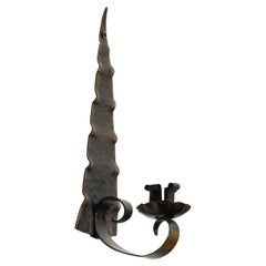 Applique à bougie Art déco en cuivre martelé à la main, années 1920