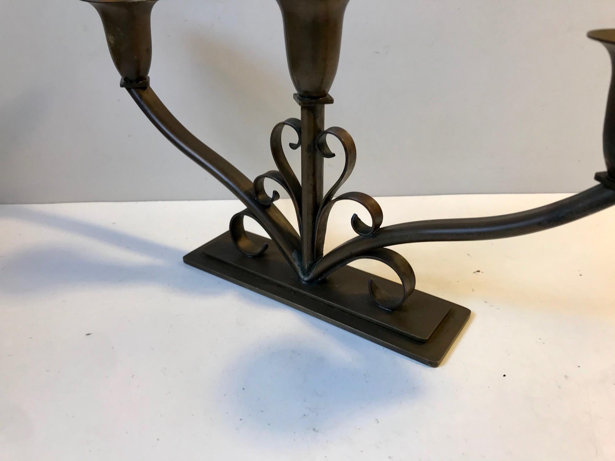 Art Deco Candleholder in Bronze by Holger Fredericia, 1930s For Sale 1