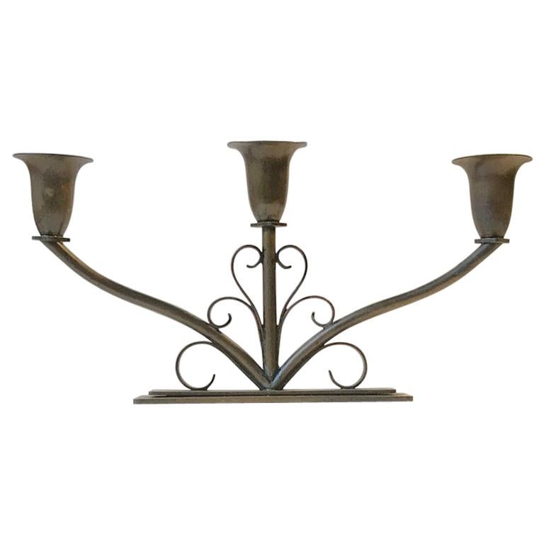 Art Deco Candleholder in Bronze by Holger Fredericia, 1930s For Sale