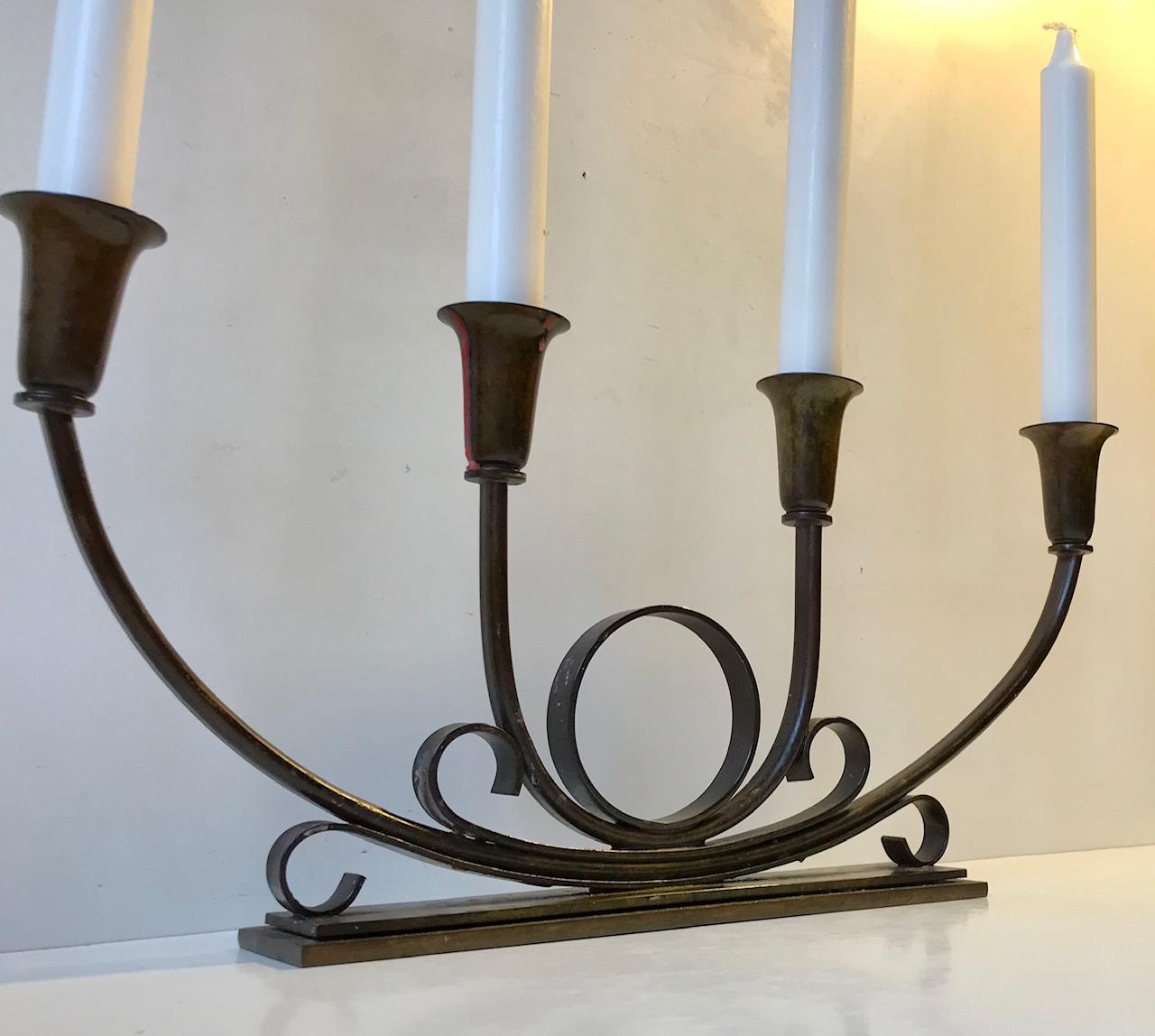 Danish Art Deco Candleholder in Bronze by Ildfast, 1930s For Sale