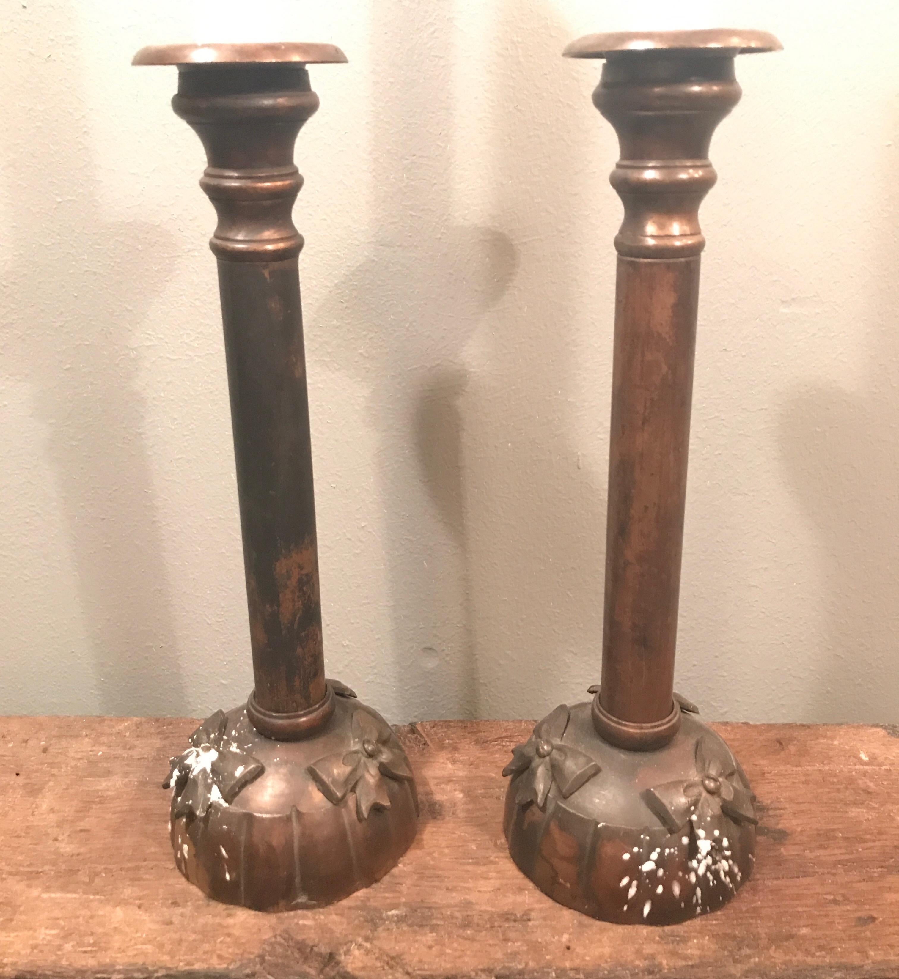 Danish Art Deco Candlestick Holders in Copper