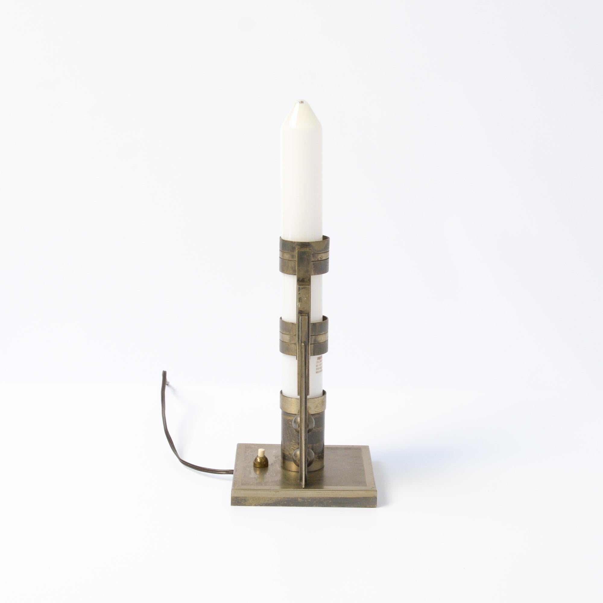 Metal Art Deco Candlestick Table Lamp