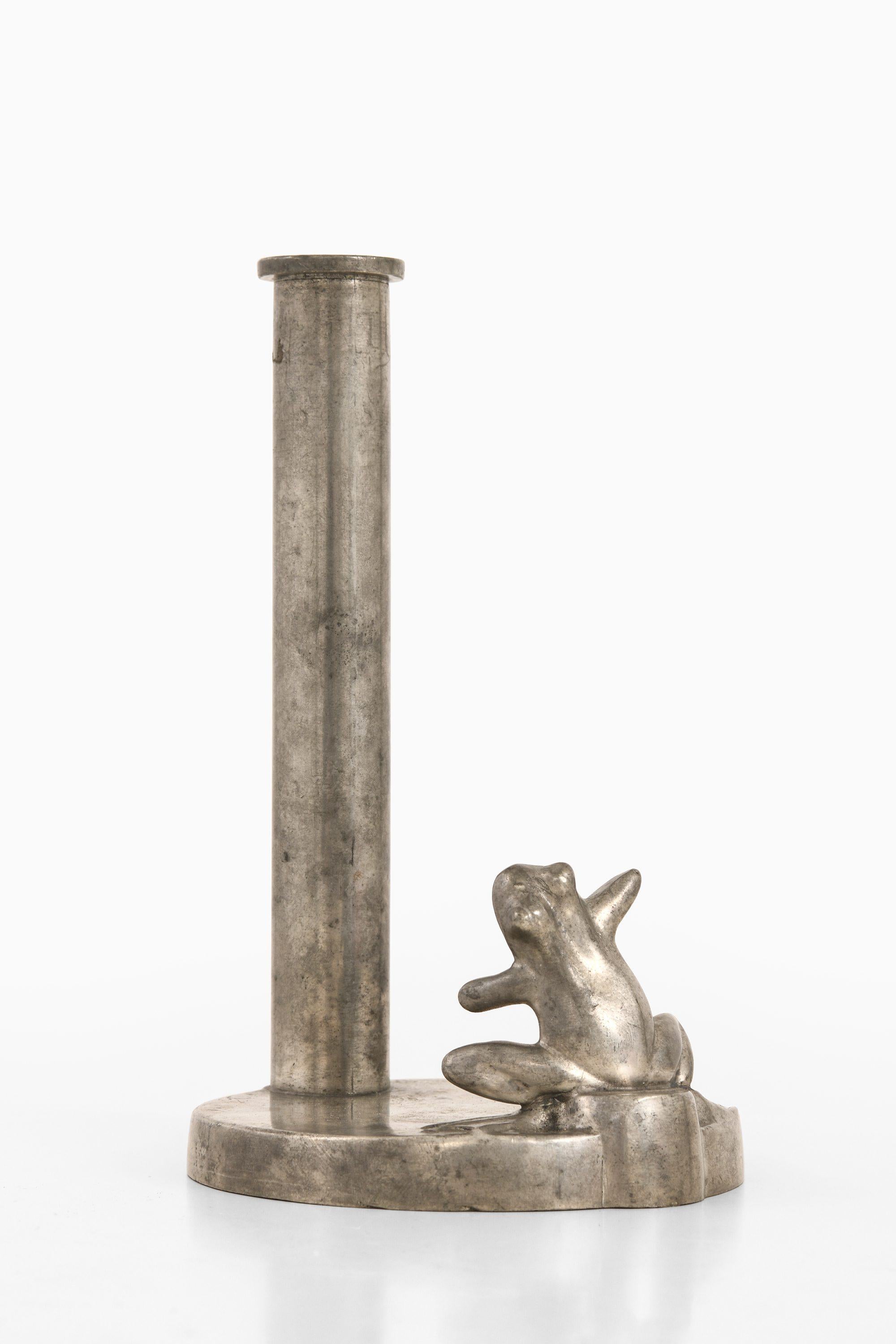 Swedish Art Deco Candlestick with Frog in Pewter, 1934 For Sale