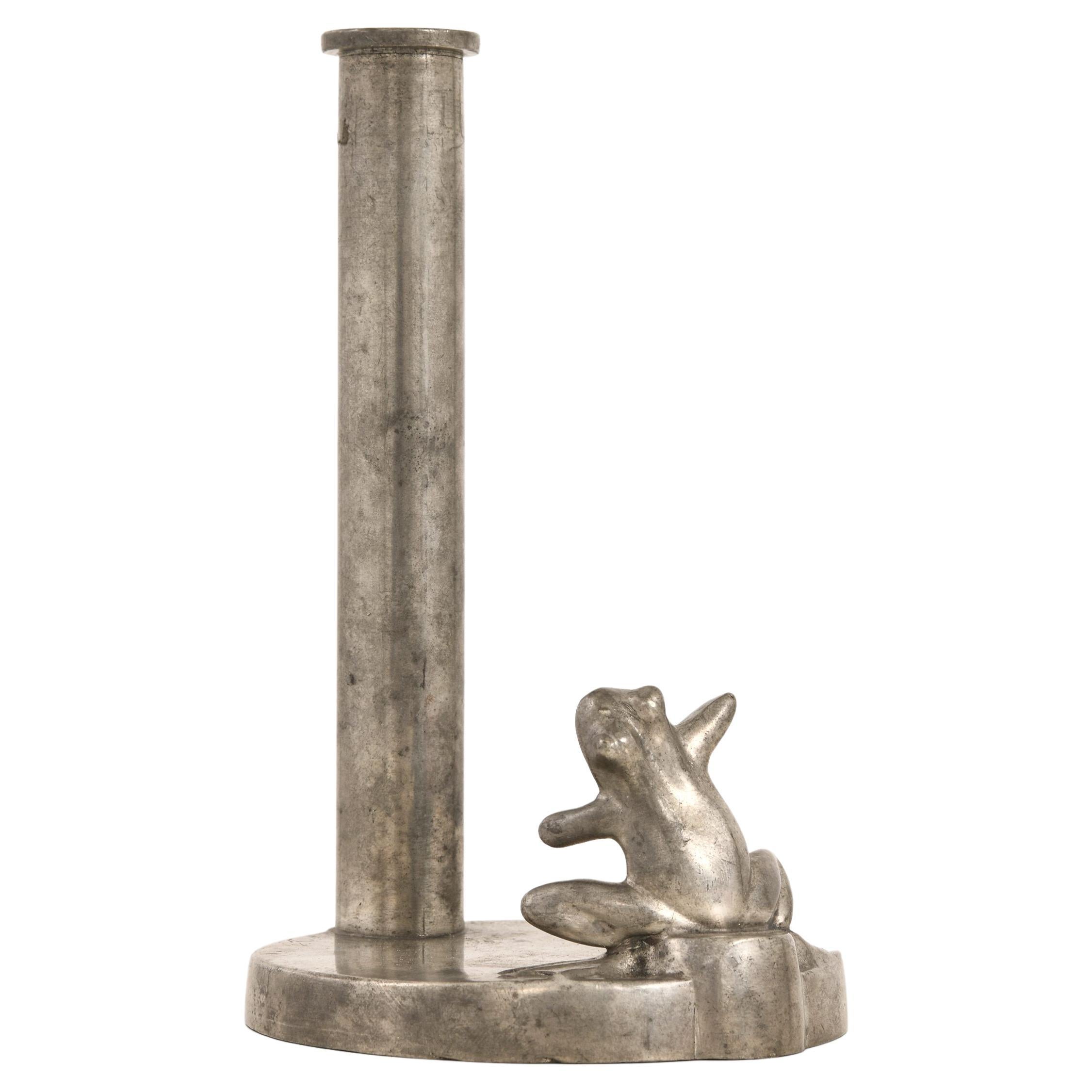 Art Deco Candlestick with Frog in Pewter, 1934 For Sale