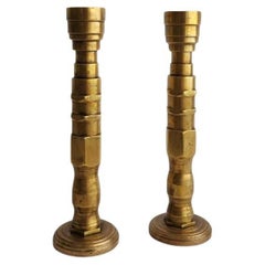 Vintage Art Deco Candlesticks, Brass, France c. 1960s